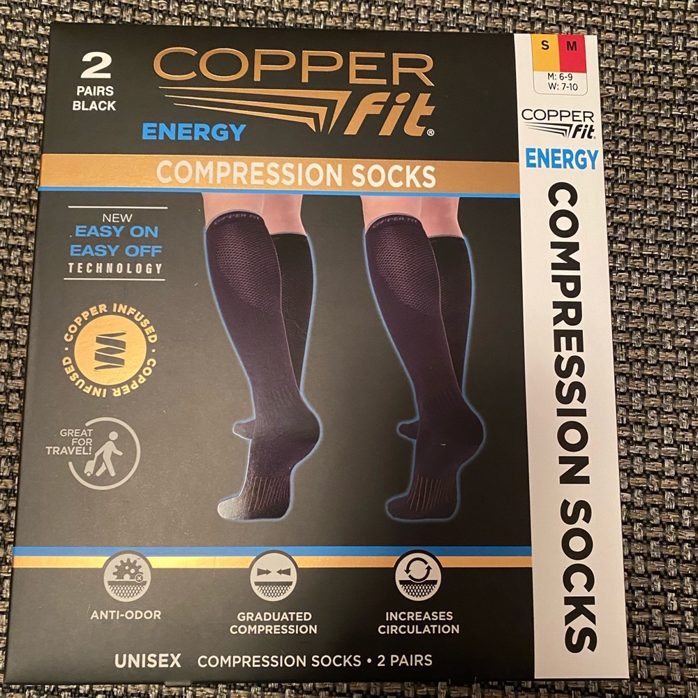 Copper fit compression socks 2 pack -s/m